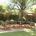 vidaXL 9-tlg. Gartensofa-Set mit Kissen Holz Akazie & Rattan