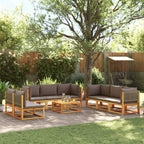 vidaXL 9-tlg. Gartensofa-Set mit Kissen Holz Akazie & Rattan