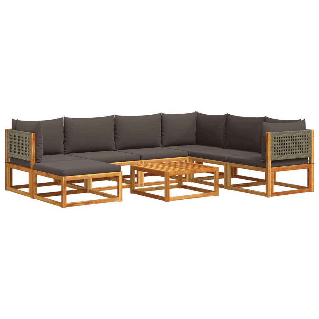 vidaXL 8-tlg. Gartensofa-Set mit Kissen Holz Akazie & Rattan