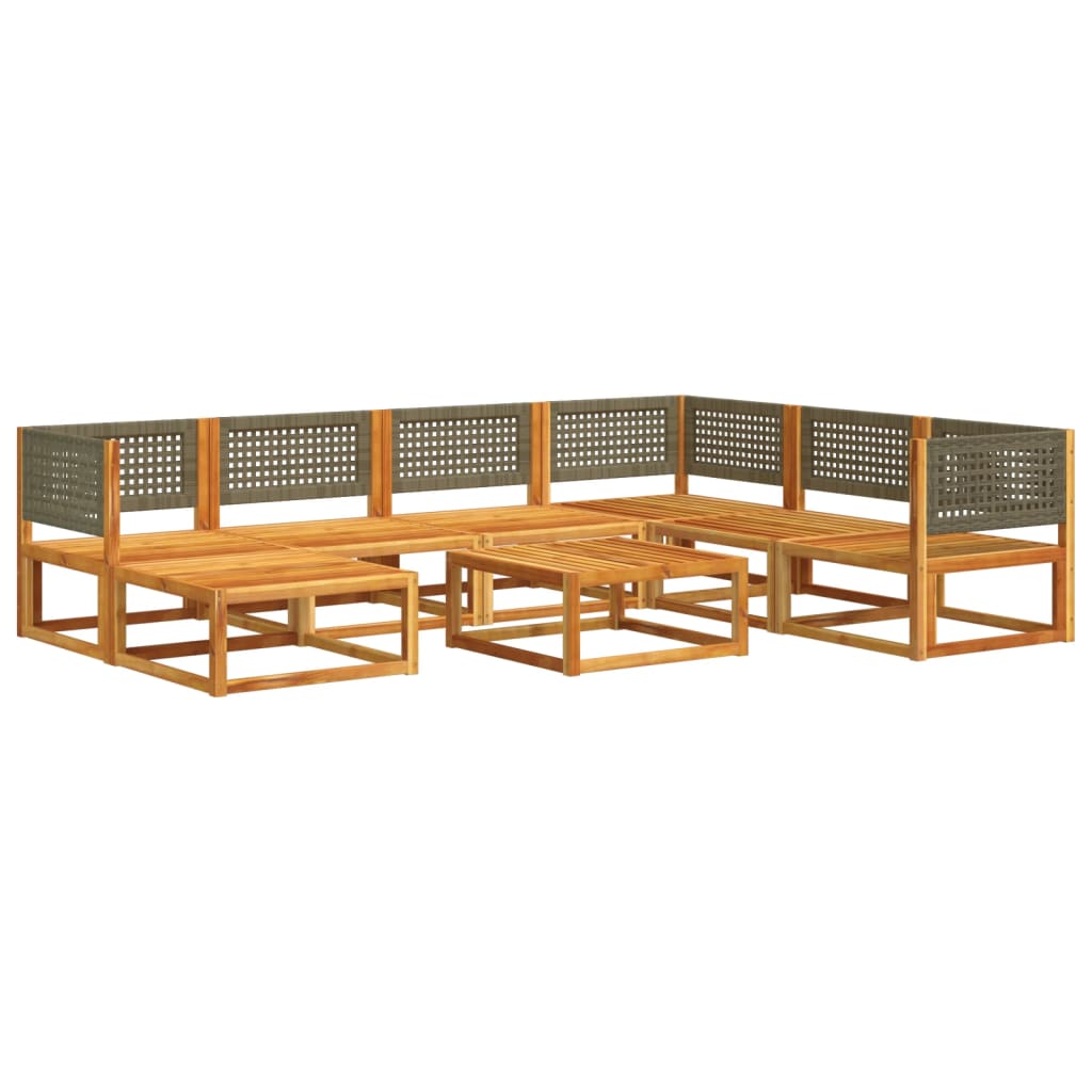 vidaXL 8-tlg. Gartensofa-Set mit Kissen Holz Akazie & Rattan