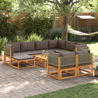 vidaXL 10-tlg. Gartensofa-Set mit Kissen Holz Akazie & Rattan