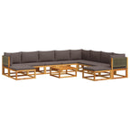 vidaXL 11-tlg. Gartensofa-Set mit Kissen Holz Akazie & Rattan