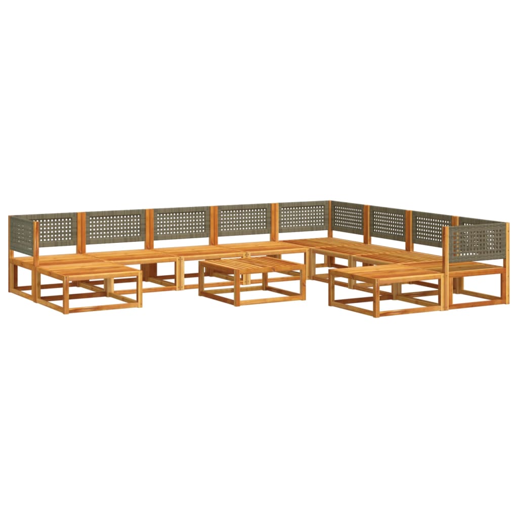 vidaXL 11-tlg. Gartensofa-Set mit Kissen Holz Akazie & Rattan