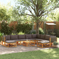 vidaXL 11-tlg. Gartensofa-Set mit Kissen Holz Akazie & Rattan