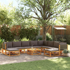 vidaXL 11-tlg. Gartensofa-Set mit Kissen Holz Akazie & Rattan