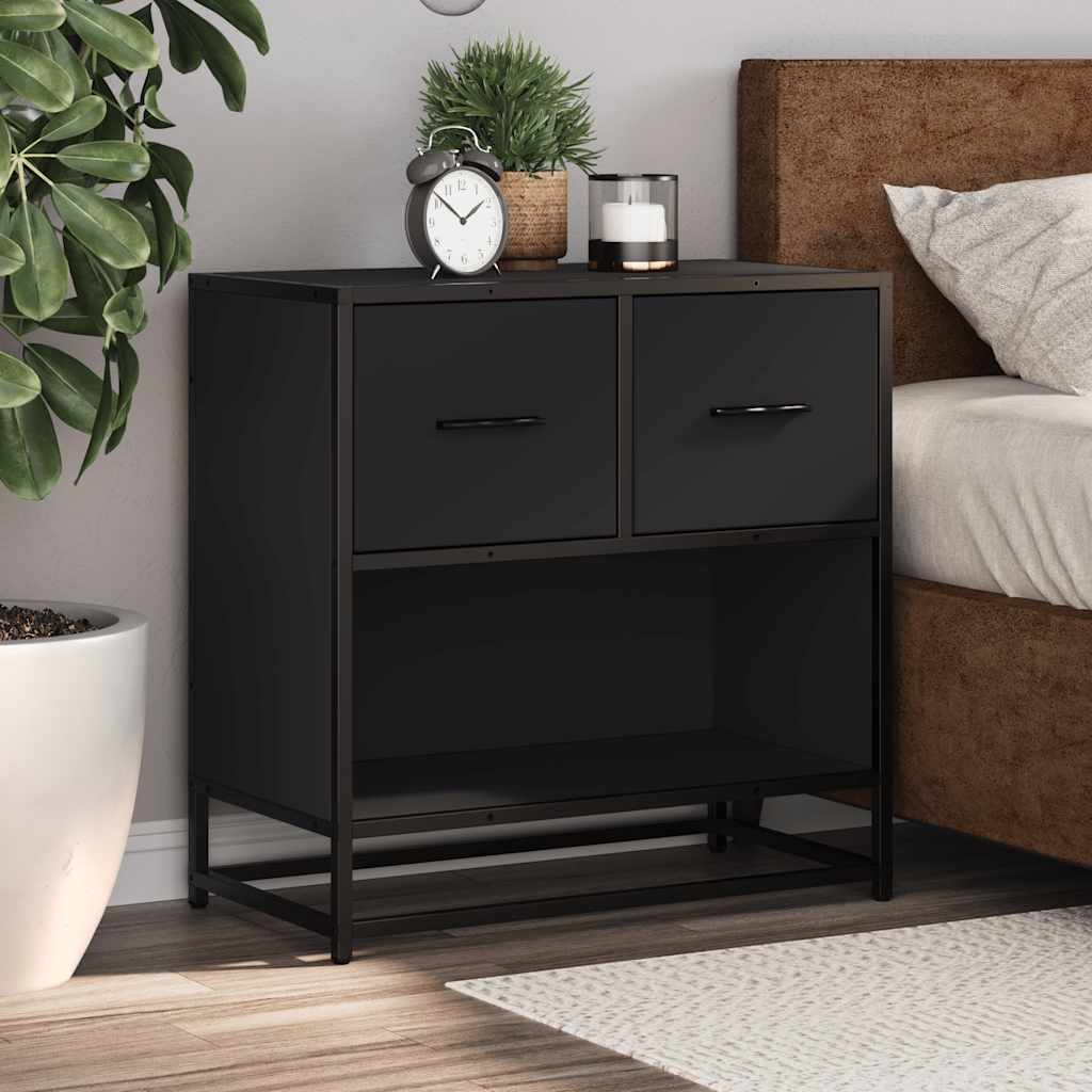 vidaXL Nachttisch Schwarz 60x31x60 cm Holzwerkstoff und Metall