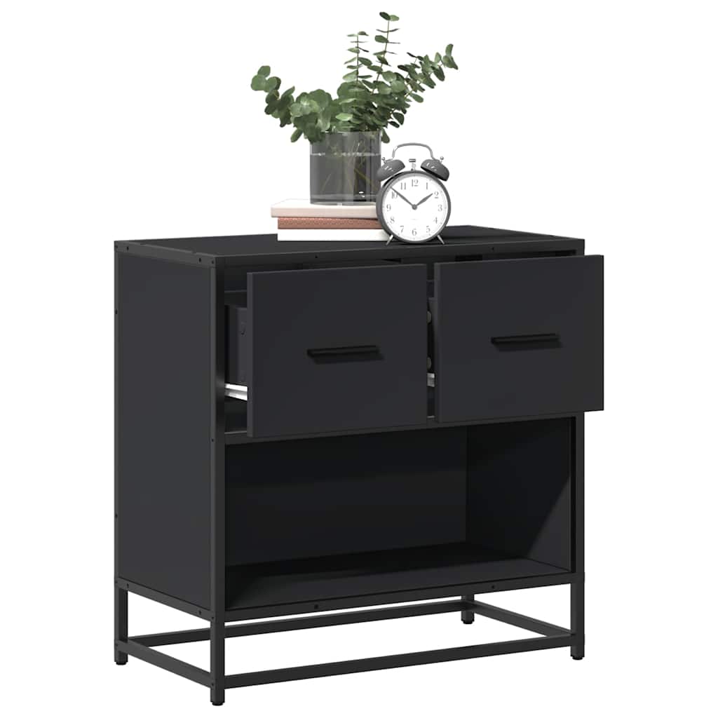 vidaXL Nachttisch Schwarz 60x31x60 cm Holzwerkstoff und Metall