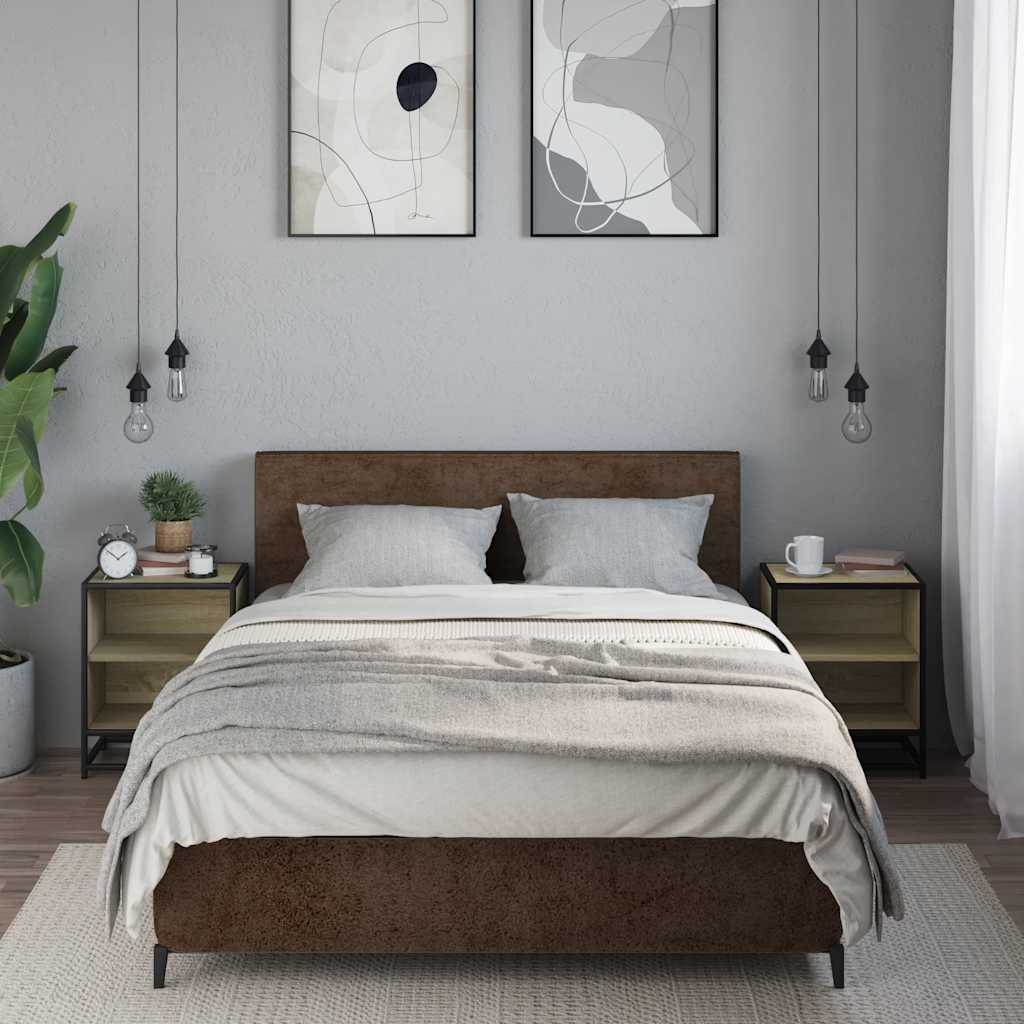 vidaXL Nachttische 2 Stk. Sonoma-Eiche 40x31x50cm Holzwerkstoff Metall