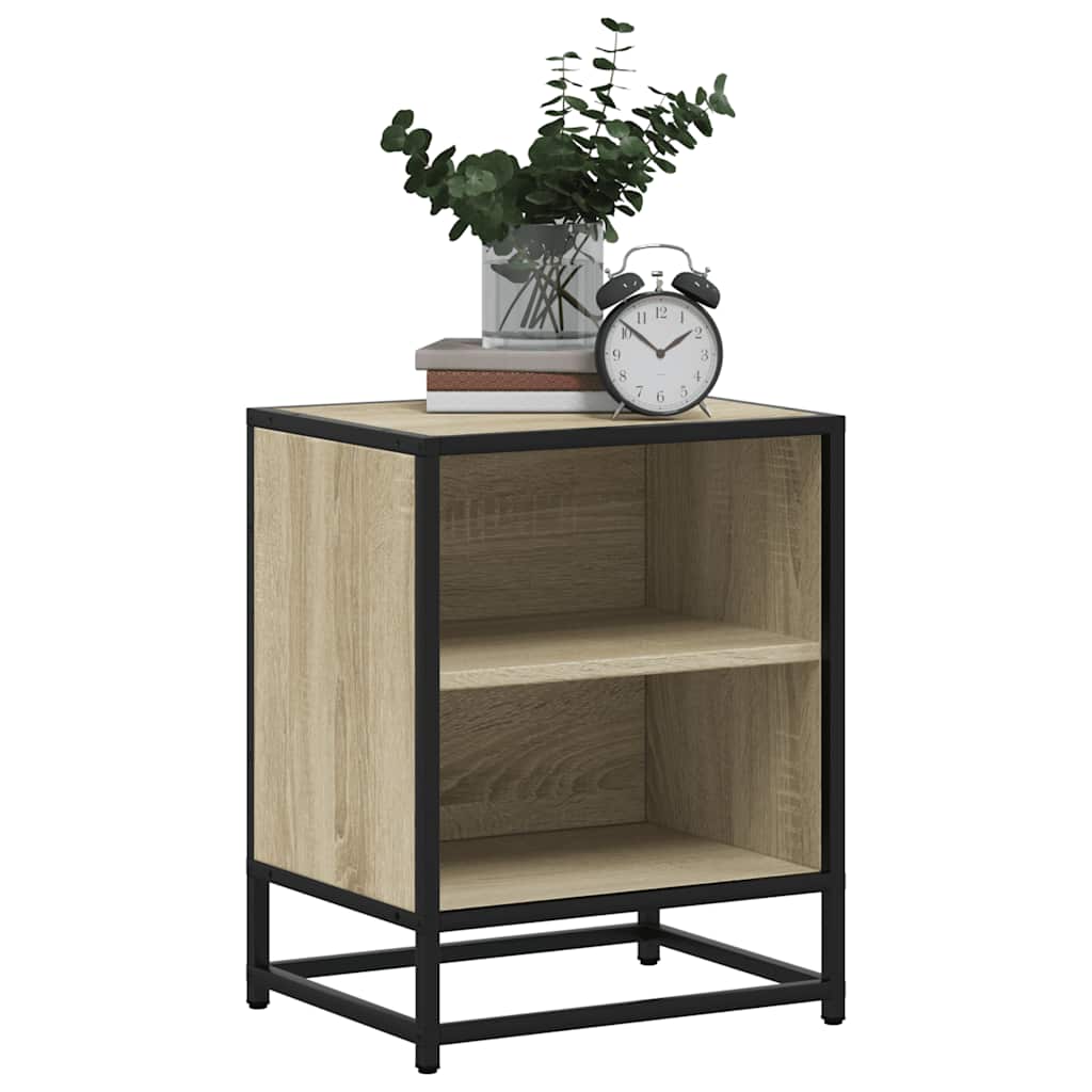 vidaXL Nachttische 2 Stk. Sonoma-Eiche 40x31x50cm Holzwerkstoff Metall