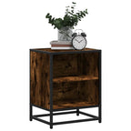 vidaXL Nachttische 2 Stk. Räuchereiche 40x31x50cm Holzwerkstoff Metall