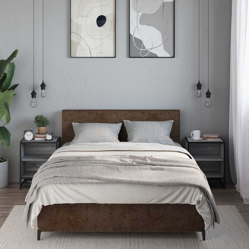 vidaXL Nachttische 2 Stk. Grau Sonoma 40x31x50 cm Holzwerkstoff Metall
