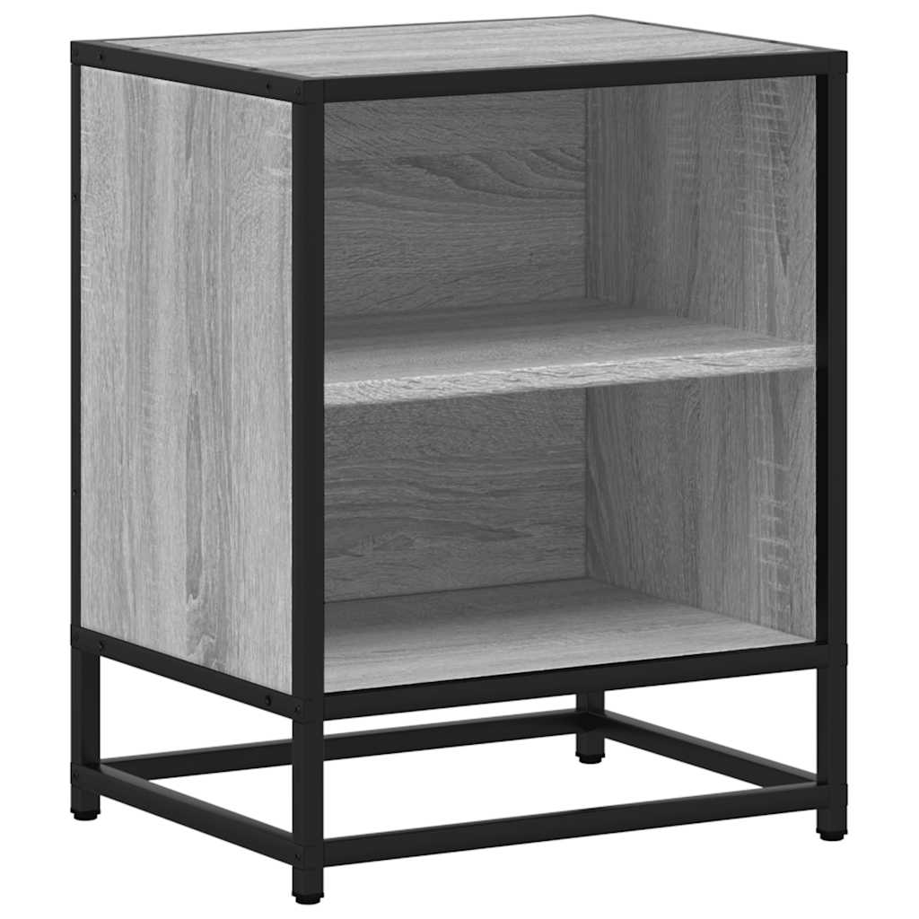 vidaXL Nachttische 2 Stk. Grau Sonoma 40x31x50 cm Holzwerkstoff Metall
