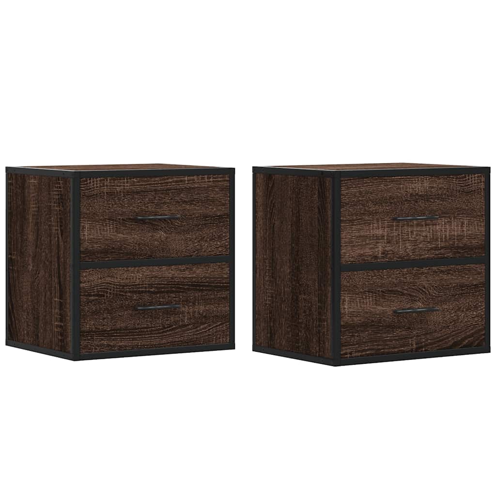 vidaXL Wand-Nachttische 2 Stk. Braun Eichen-Optik 40x31x39,5 cm