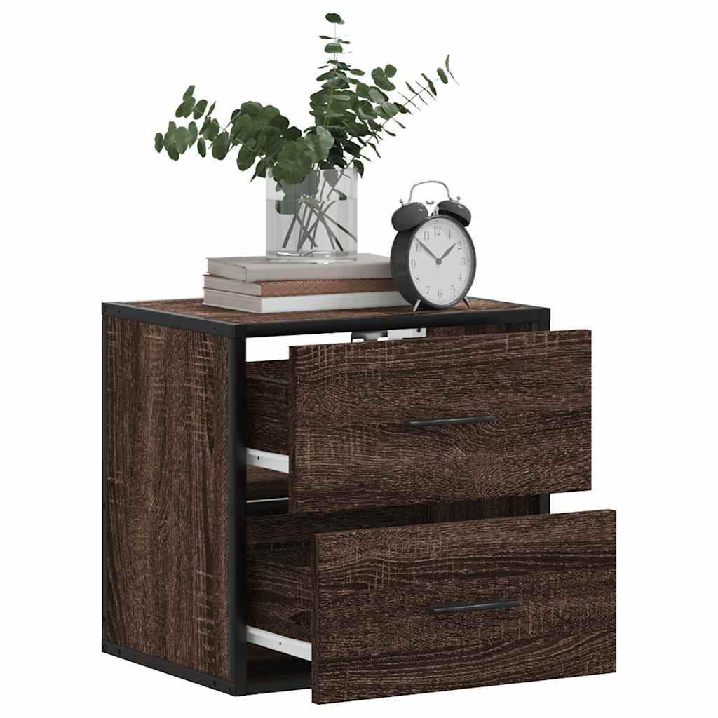 vidaXL Wand-Nachttische 2 Stk. Braun Eichen-Optik 40x31x39,5 cm