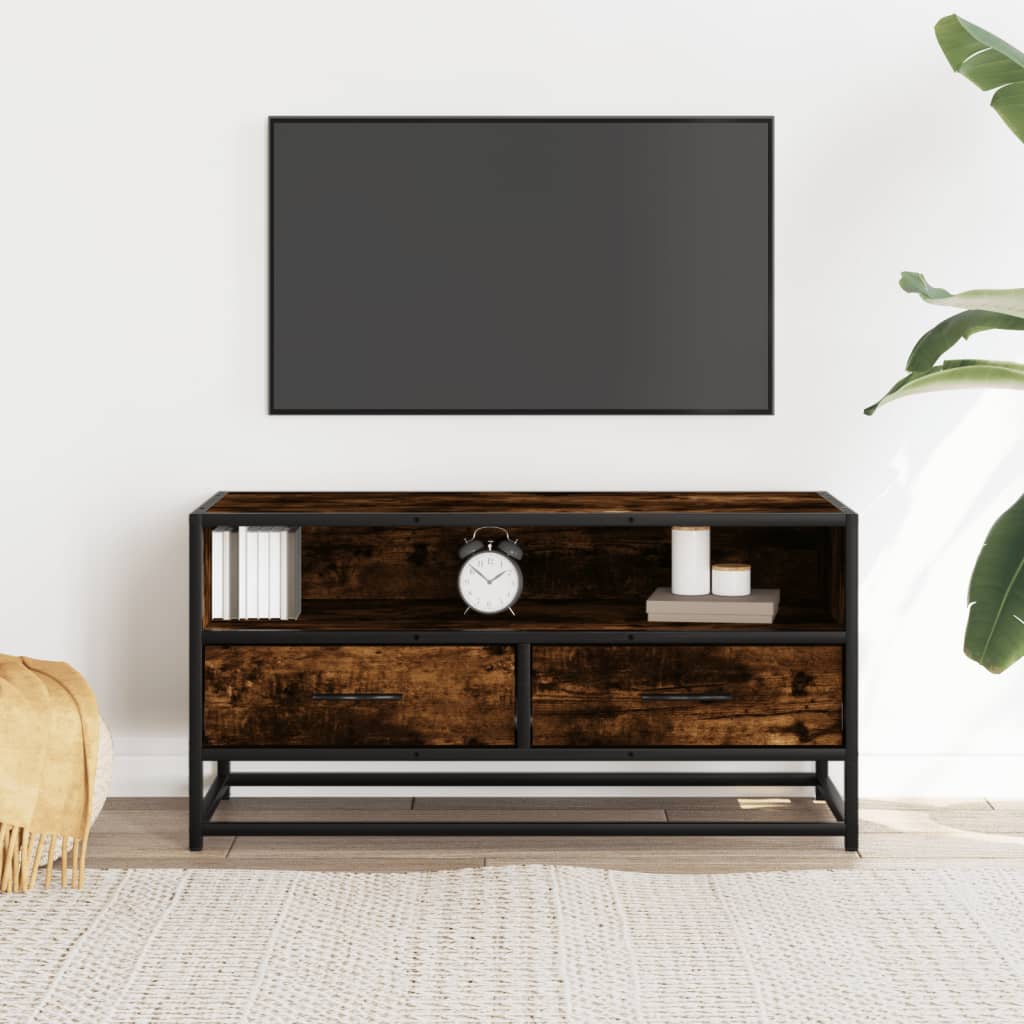 vidaXL TV-Schrank Räuchereiche 80x34,5x40 cm Holzwerkstoff und Metall