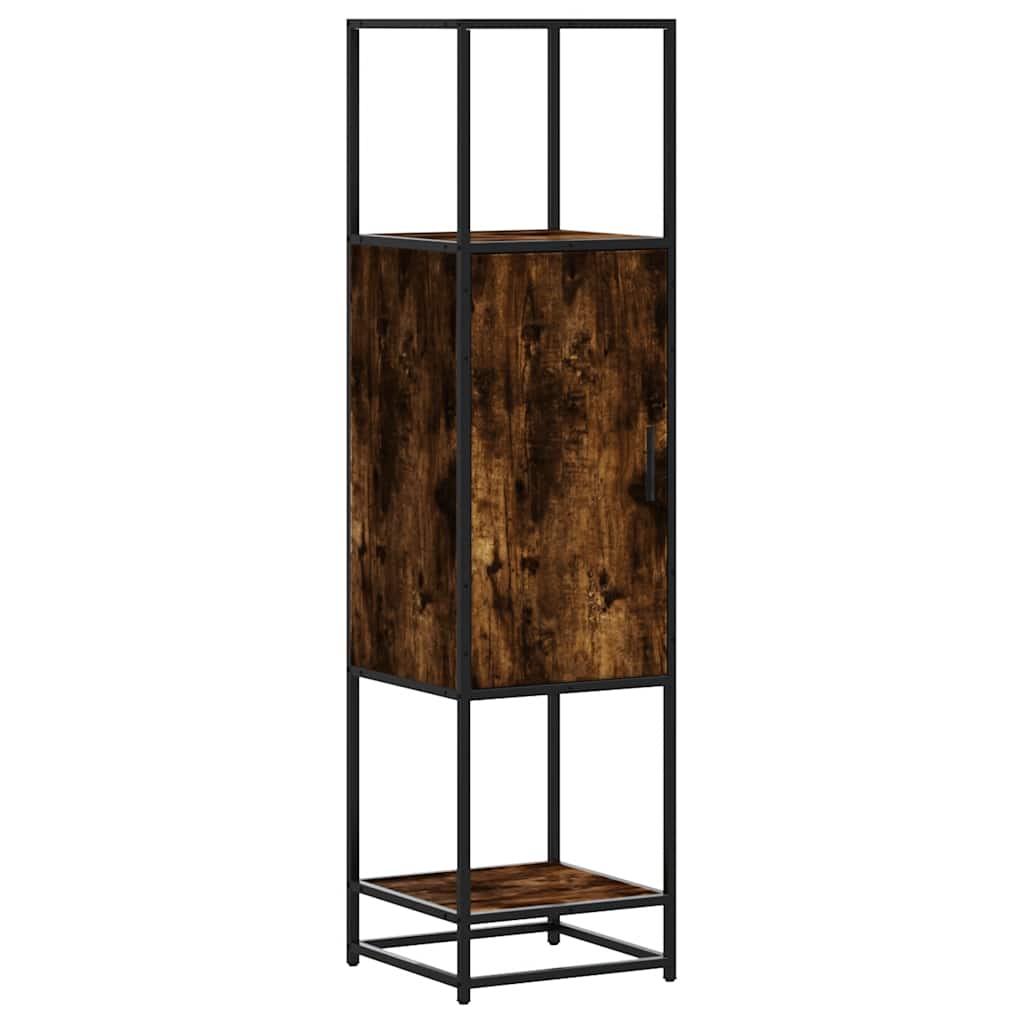 vidaXL Highboard Räuchereiche 35,5x35x139 cm Holzwerkstoff Metall