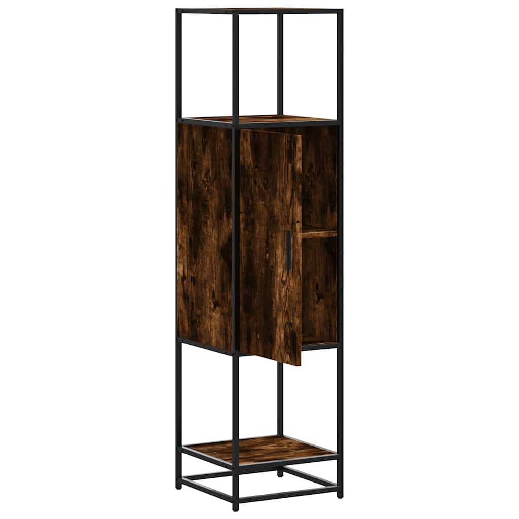 vidaXL Highboard Räuchereiche 35,5x35x139 cm Holzwerkstoff Metall