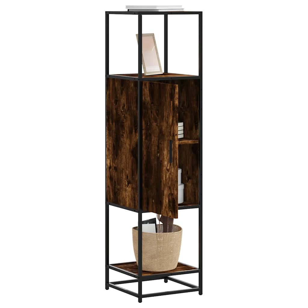 vidaXL Highboard Räuchereiche 35,5x35x139 cm Holzwerkstoff Metall