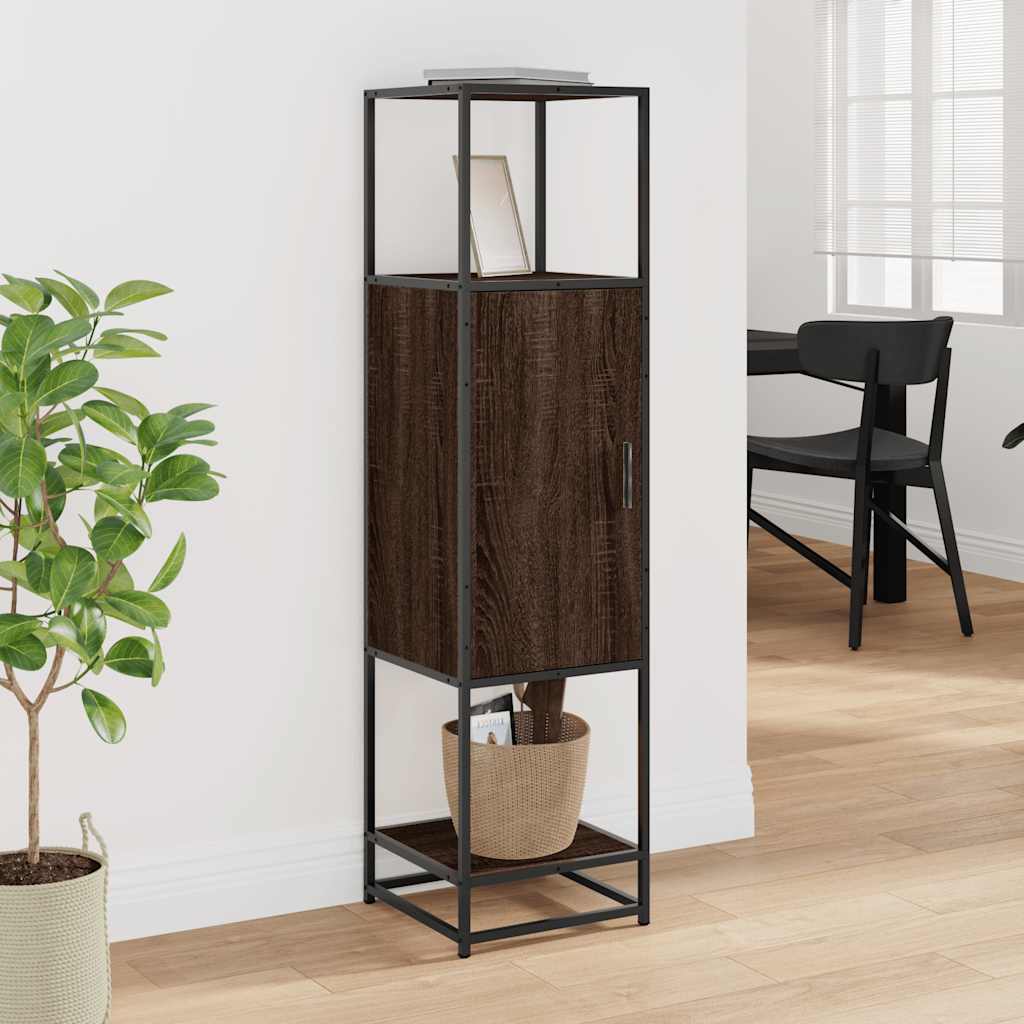 vidaXL Highboard Braun Eichen-Optik 35,5x35x139cm Holzwerkstoff Metall