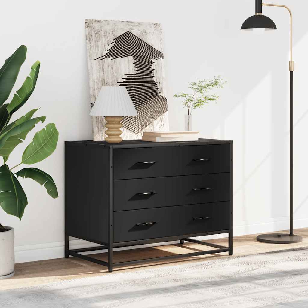 vidaXL Schubladenschrank Schwarz 70x41x56 cm Holzwerkstoff