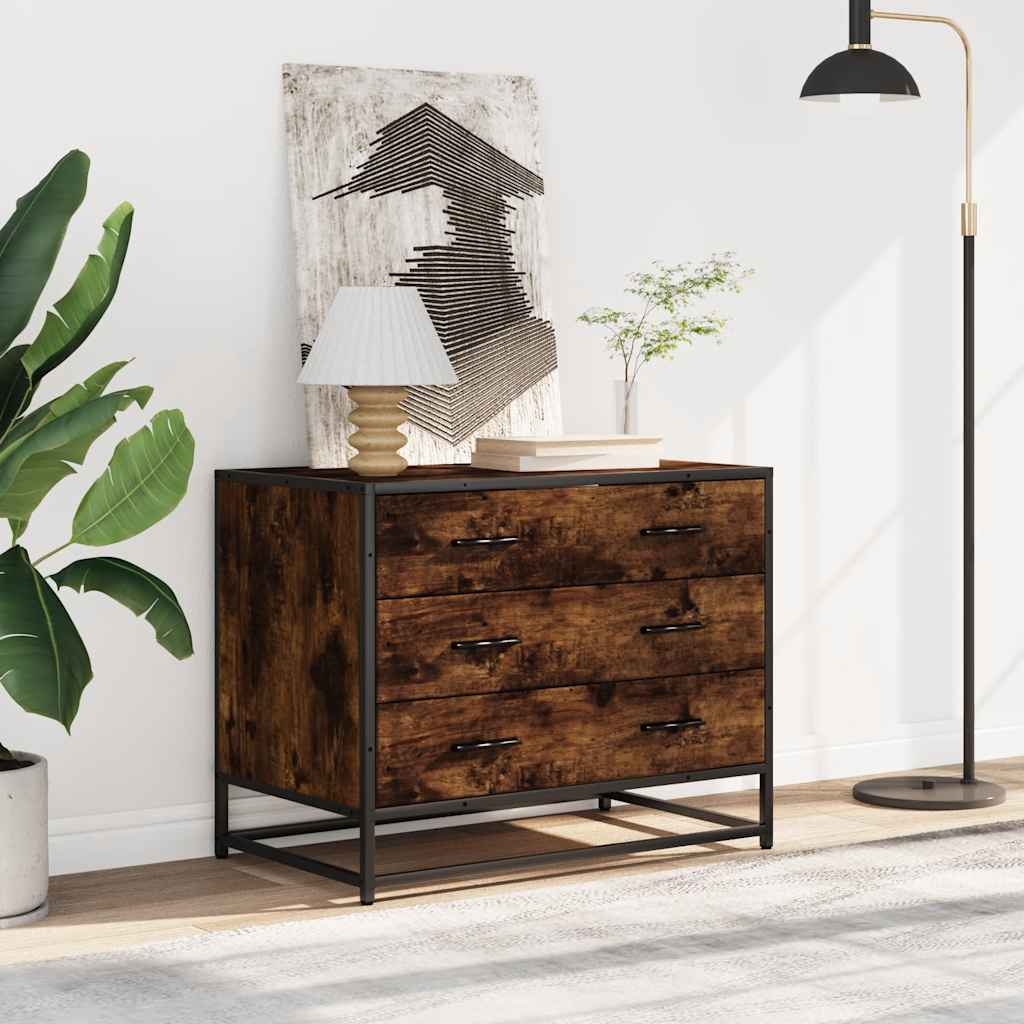 vidaXL Schubladenschrank Räuchereiche 70x41x56 cm Holzwerkstoff