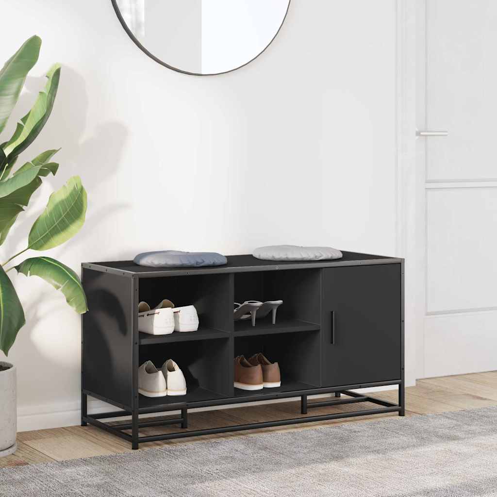 vidaXL Schuhbank Schwarz 100x40x53,5 cm Holzwerkstoff und Metall