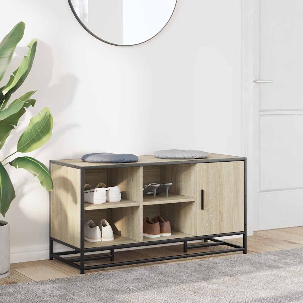 vidaXL Schuhbank Sonoma-Eiche 100x40x53,5 cm Holzwerkstoff und Metall