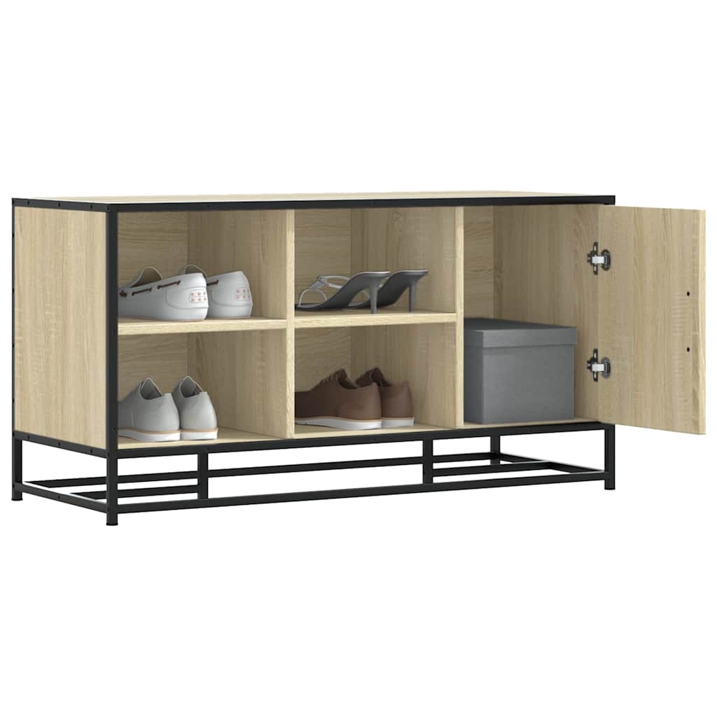 vidaXL Schuhbank Sonoma-Eiche 100x40x53,5 cm Holzwerkstoff und Metall
