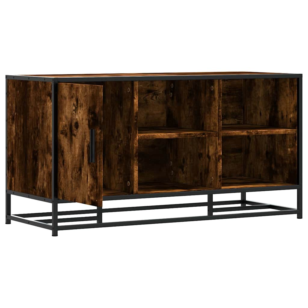 vidaXL Schuhbank Räuchereiche 100x40x53,5 cm Holzwerkstoff und Metall