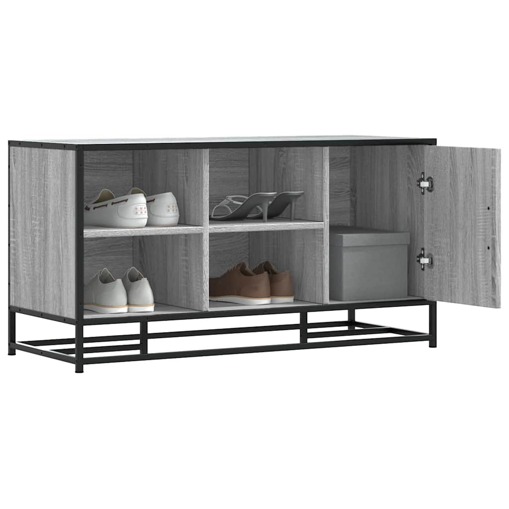 vidaXL Schuhbank Grau Sonoma 100x40x53,5 cm Holzwerkstoff und Metall