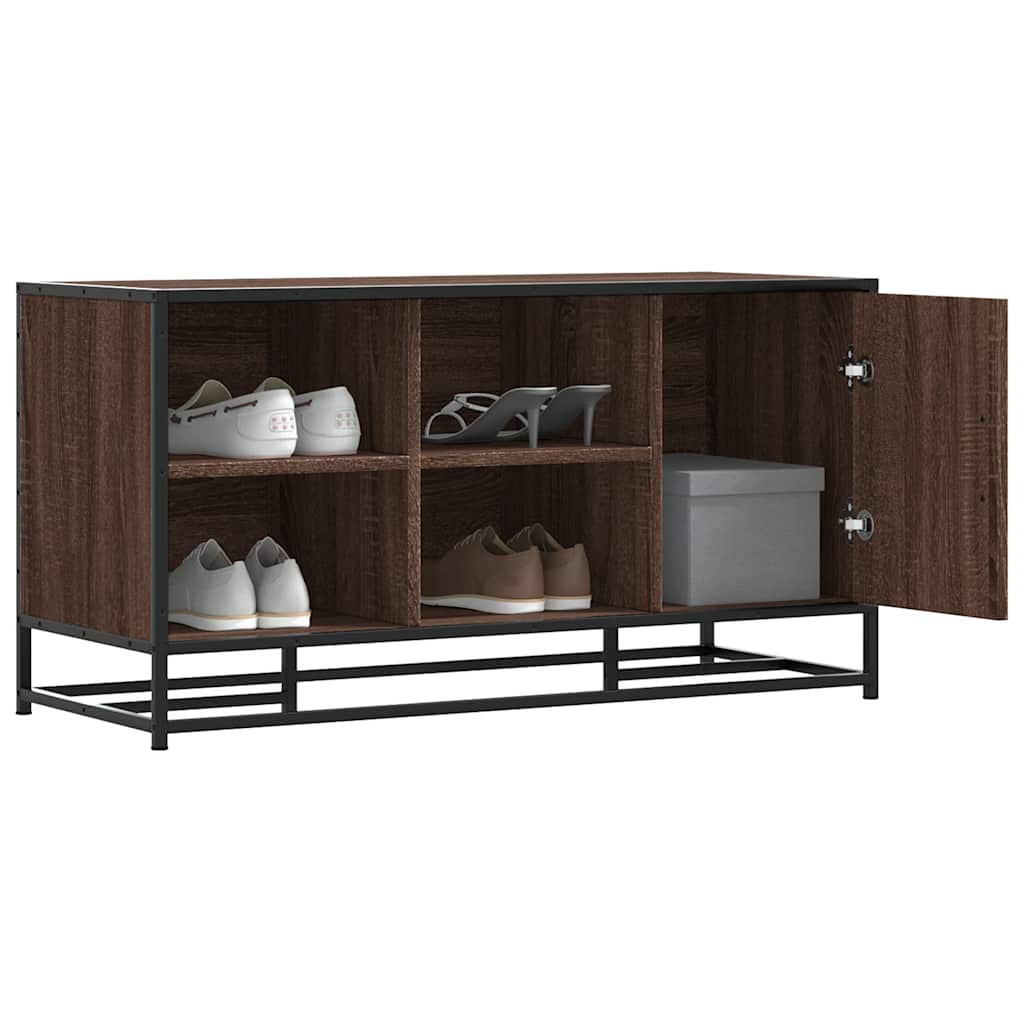vidaXL Schuhbank Braun Eichen-Optik 100x40x53,5cm Holzwerkstoff Metall