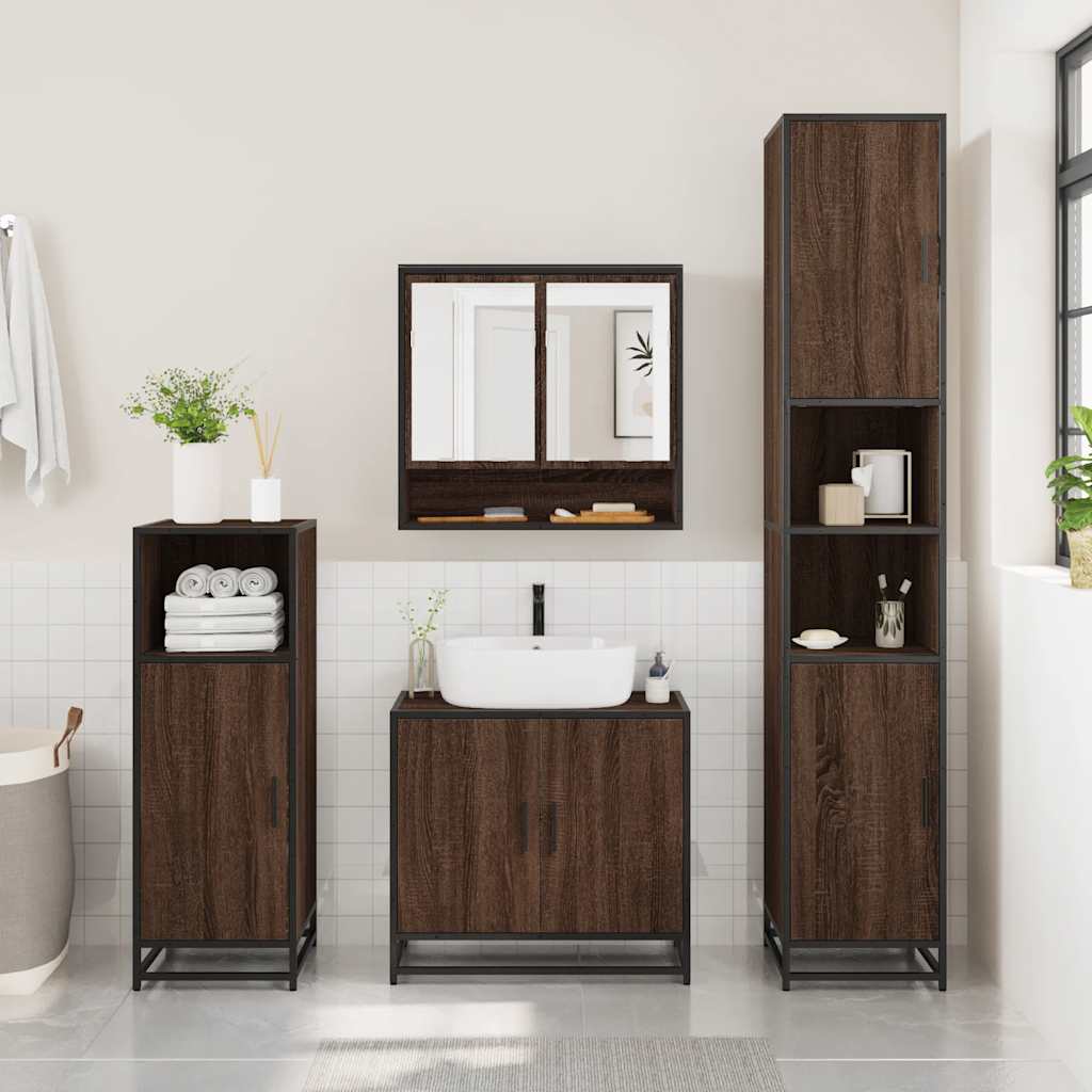 vidaXL Bad-Spiegelschrank Braun Eichen-Optik 65x20x60 cm Holzwerkstoff