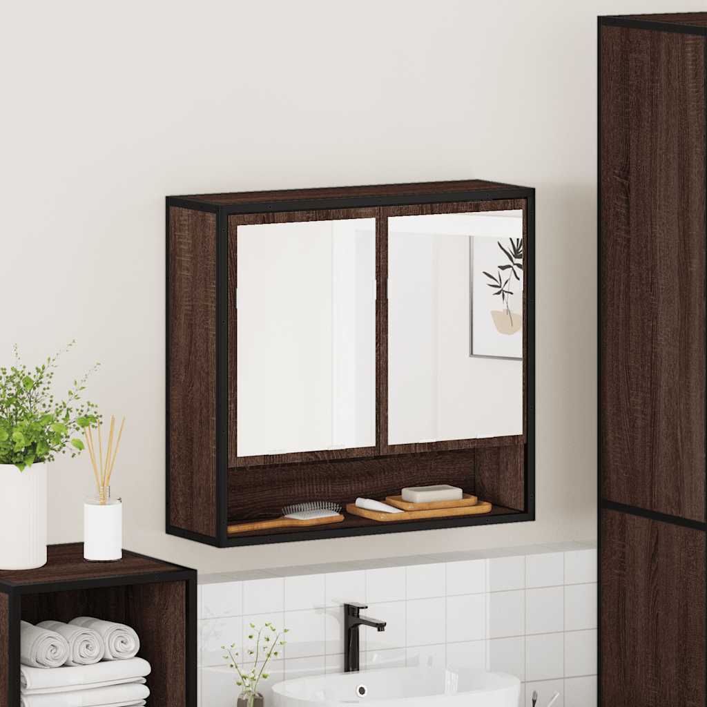 vidaXL Bad-Spiegelschrank Braun Eichen-Optik 65x20x60 cm Holzwerkstoff