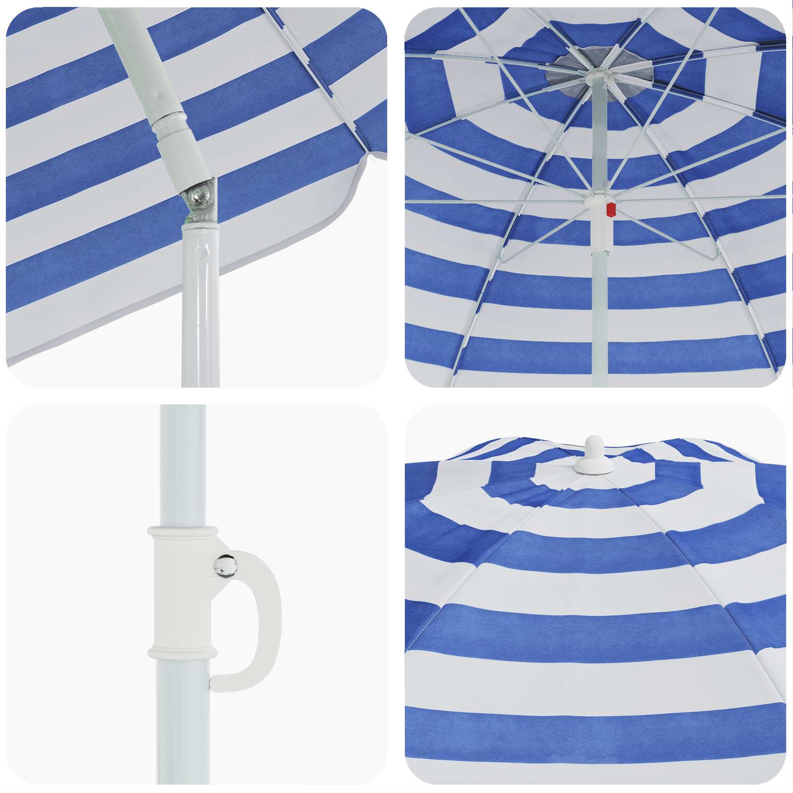vidaXL Strandparasol Blau und Weiß 206 x 206 x 212 cm