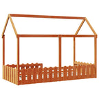 vidaXL Kinderbett Hausbett Wachsbraun 90x190 cm Massivholz Kiefer