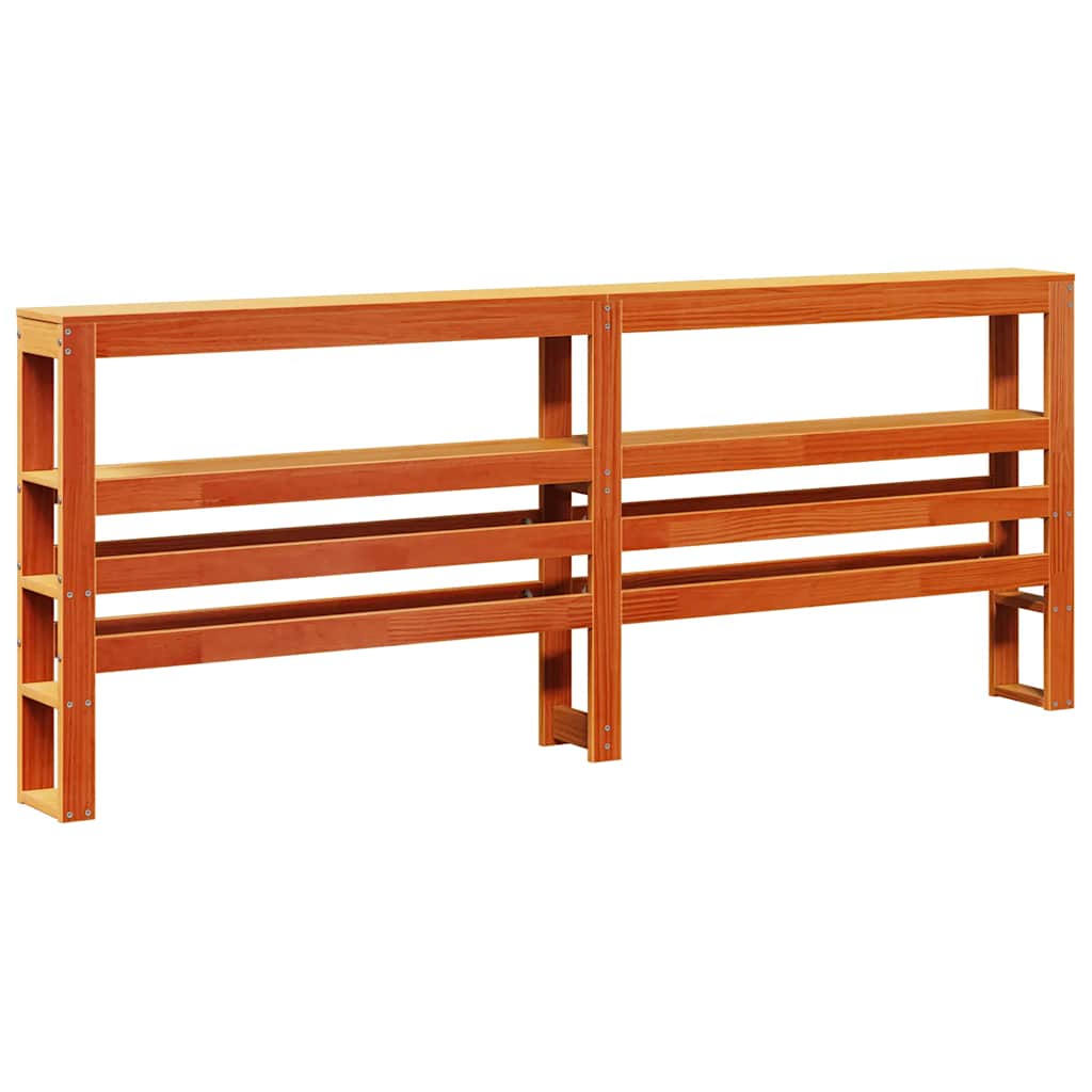 vidaXL Kopfteil mit Ablagen Wachsbraun 200 cm Massivholz Kiefer