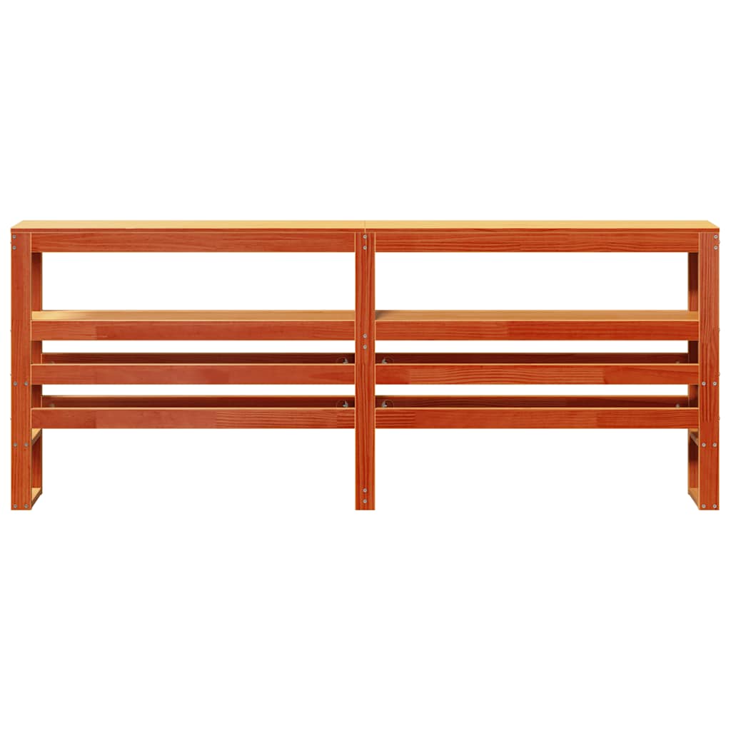 vidaXL Kopfteil mit Ablagen Wachsbraun 200 cm Massivholz Kiefer