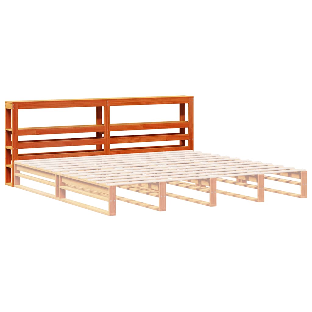 vidaXL Kopfteil mit Ablagen Wachsbraun 200 cm Massivholz Kiefer