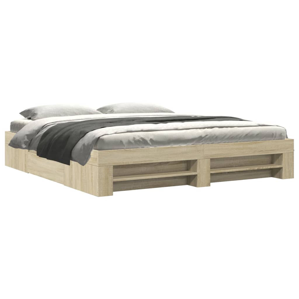vidaXL Bettgestell ohne Matratze Sonoma-Eiche 180x200 cm Holzwerkstoff