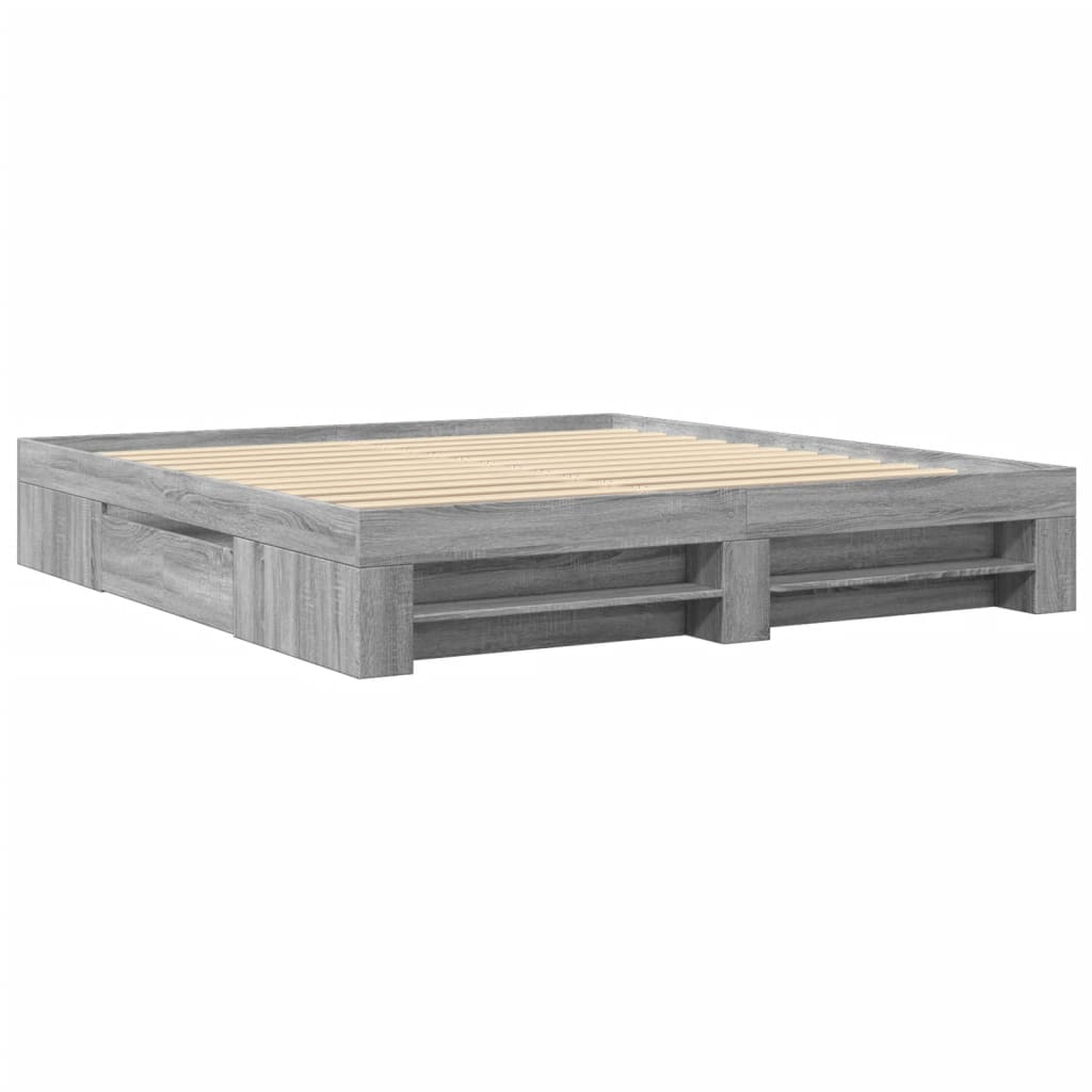 vidaXL Bettgestell ohne Matratze Grau Sonoma 180x200 cm Holzwerkstoff