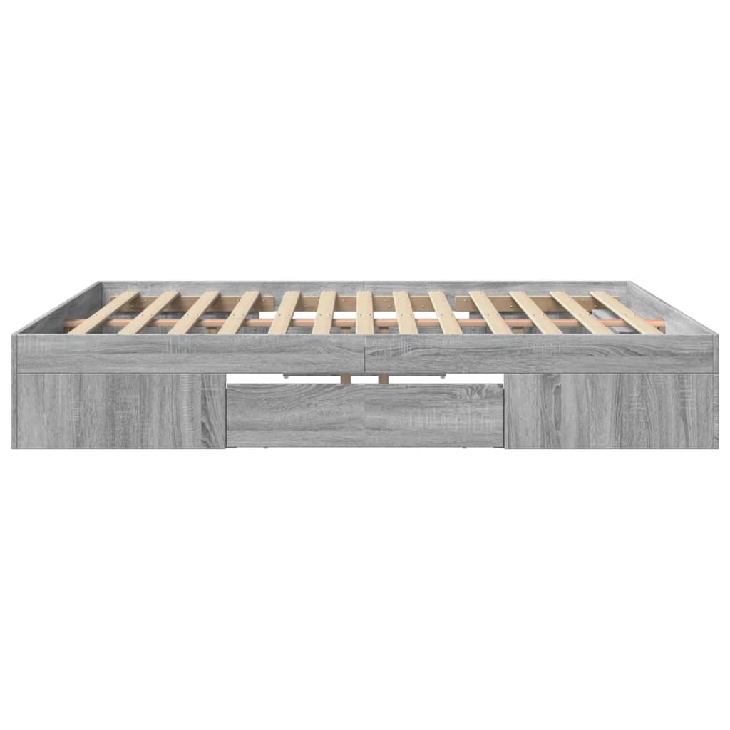 vidaXL Bettgestell ohne Matratze Grau Sonoma 180x200 cm Holzwerkstoff
