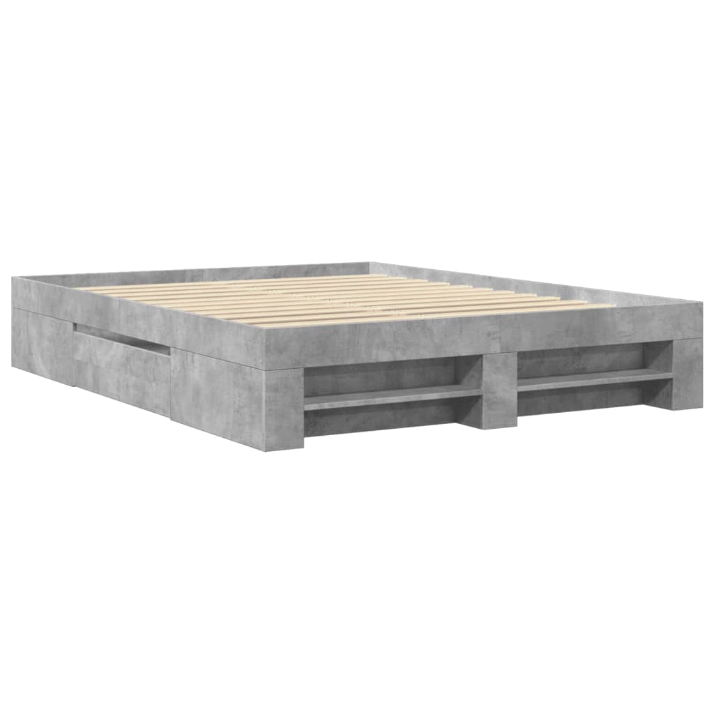 vidaXL Bettgestell ohne Matratze Betongrau 160x200 cm Holzwerkstoff