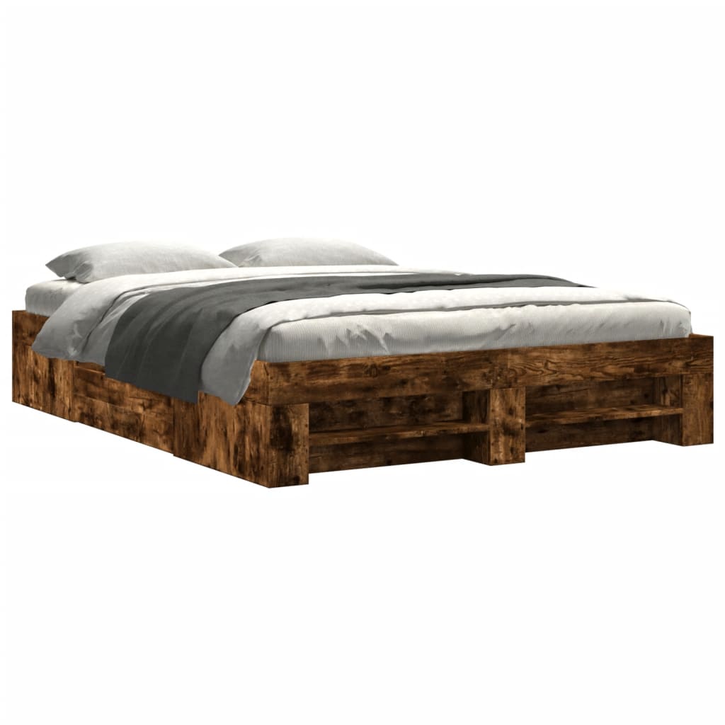vidaXL Bettgestell ohne Matratze Räuchereiche 150x200 cm Holzwerkstoff