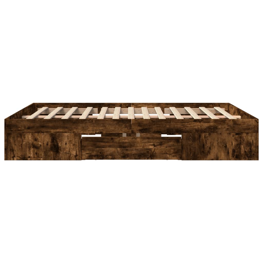 vidaXL Bettgestell ohne Matratze Räuchereiche 150x200 cm Holzwerkstoff