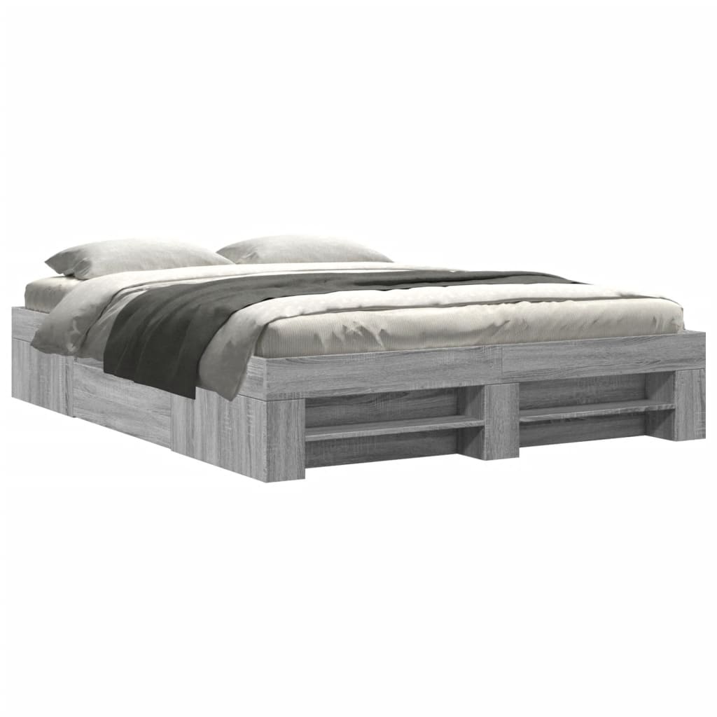 vidaXL Bettgestell Grau Sonoma 150x200 cm Holzwerkstoff