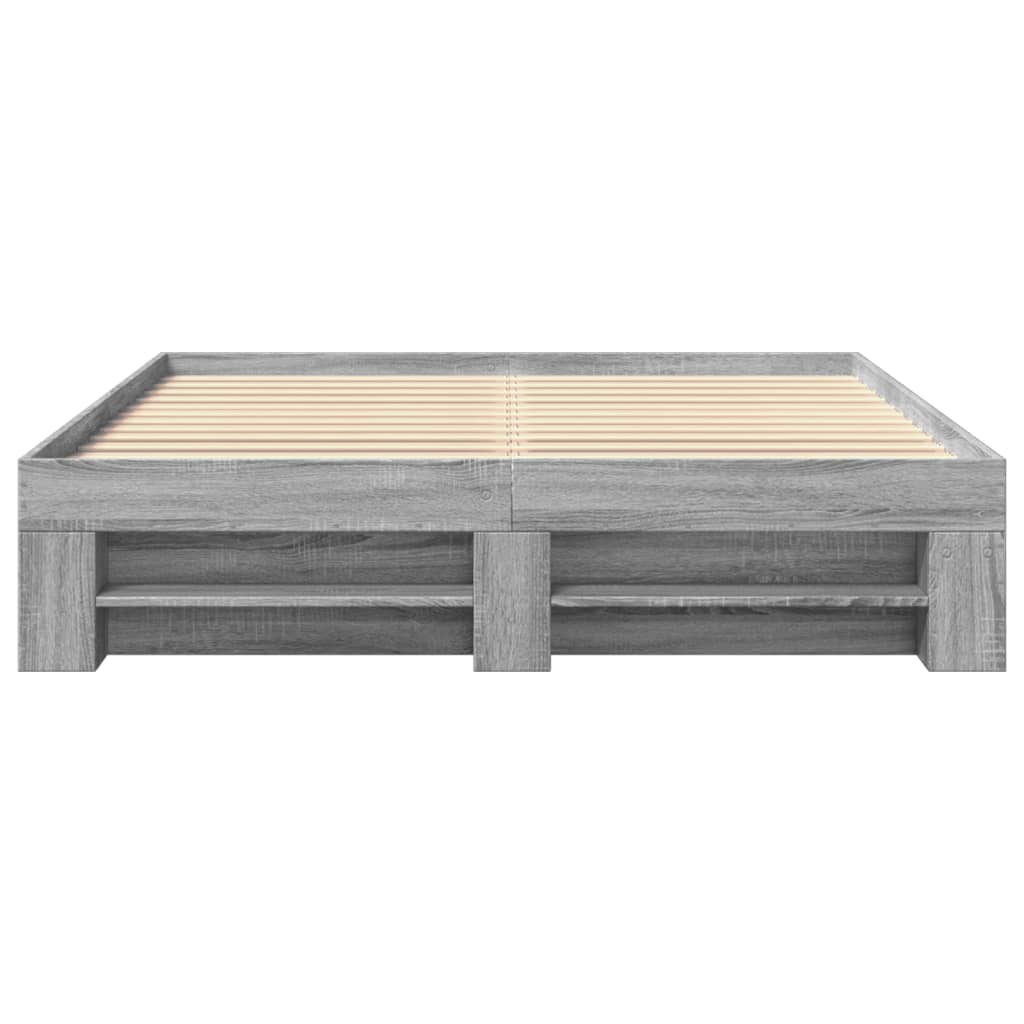 vidaXL Bettgestell Grau Sonoma 150x200 cm Holzwerkstoff
