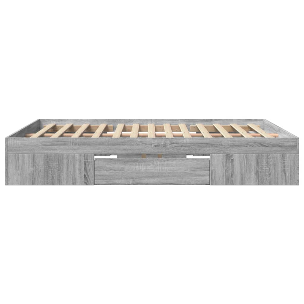 vidaXL Bettgestell Grau Sonoma 150x200 cm Holzwerkstoff