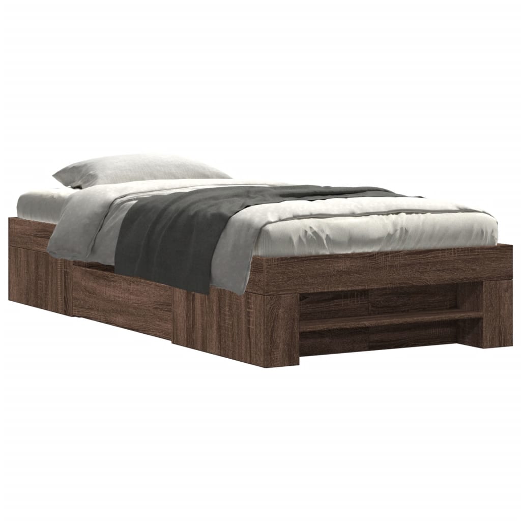 vidaXL Bettgestell ohne Matratze Braun Eiche 100x200 cm Holzwerkstoff