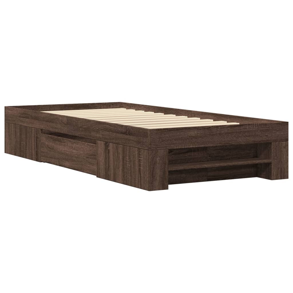 vidaXL Bettgestell ohne Matratze Braun Eiche 100x200 cm Holzwerkstoff