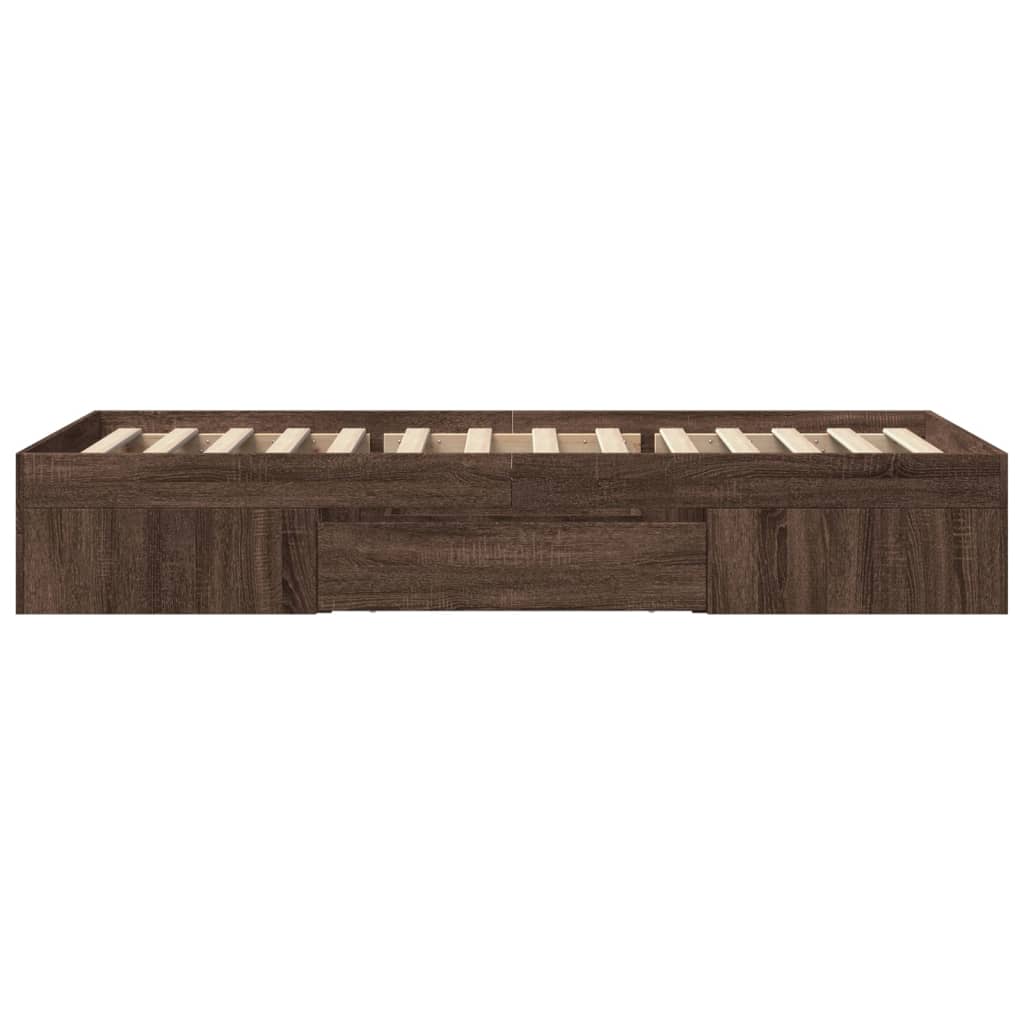 vidaXL Bettgestell ohne Matratze Braun Eiche 100x200 cm Holzwerkstoff